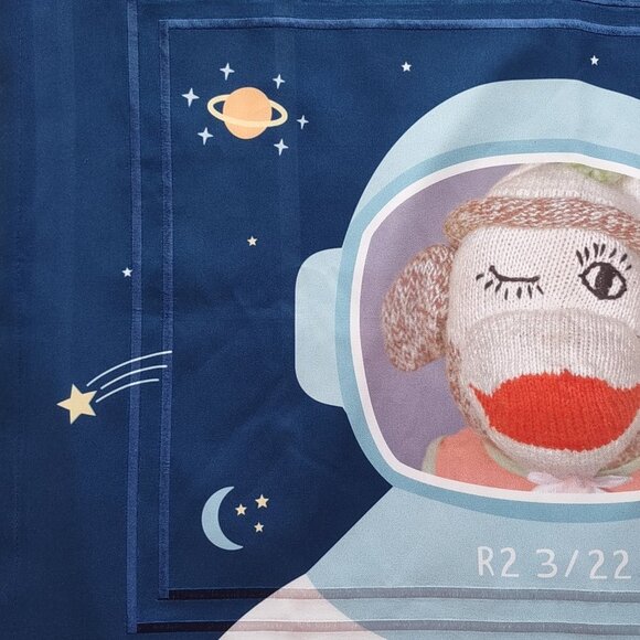 Sock Monkey Astronaut Pillow Sham Space Planets Kid Decor Size 27in x 22in NWOT - Picture 5 of 9